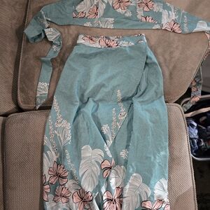 Floral Two-Piece Set in Teal and Pink